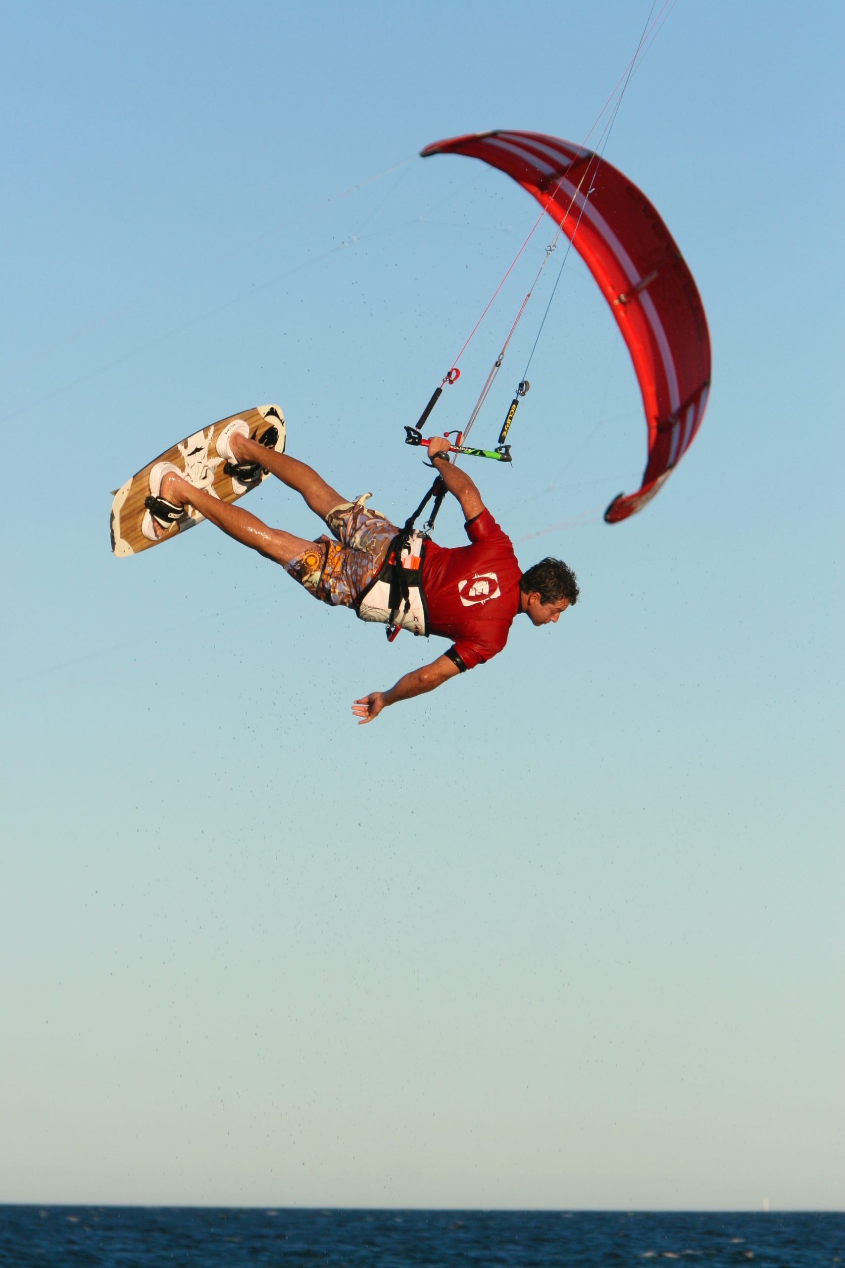 Kiteboarding on the water