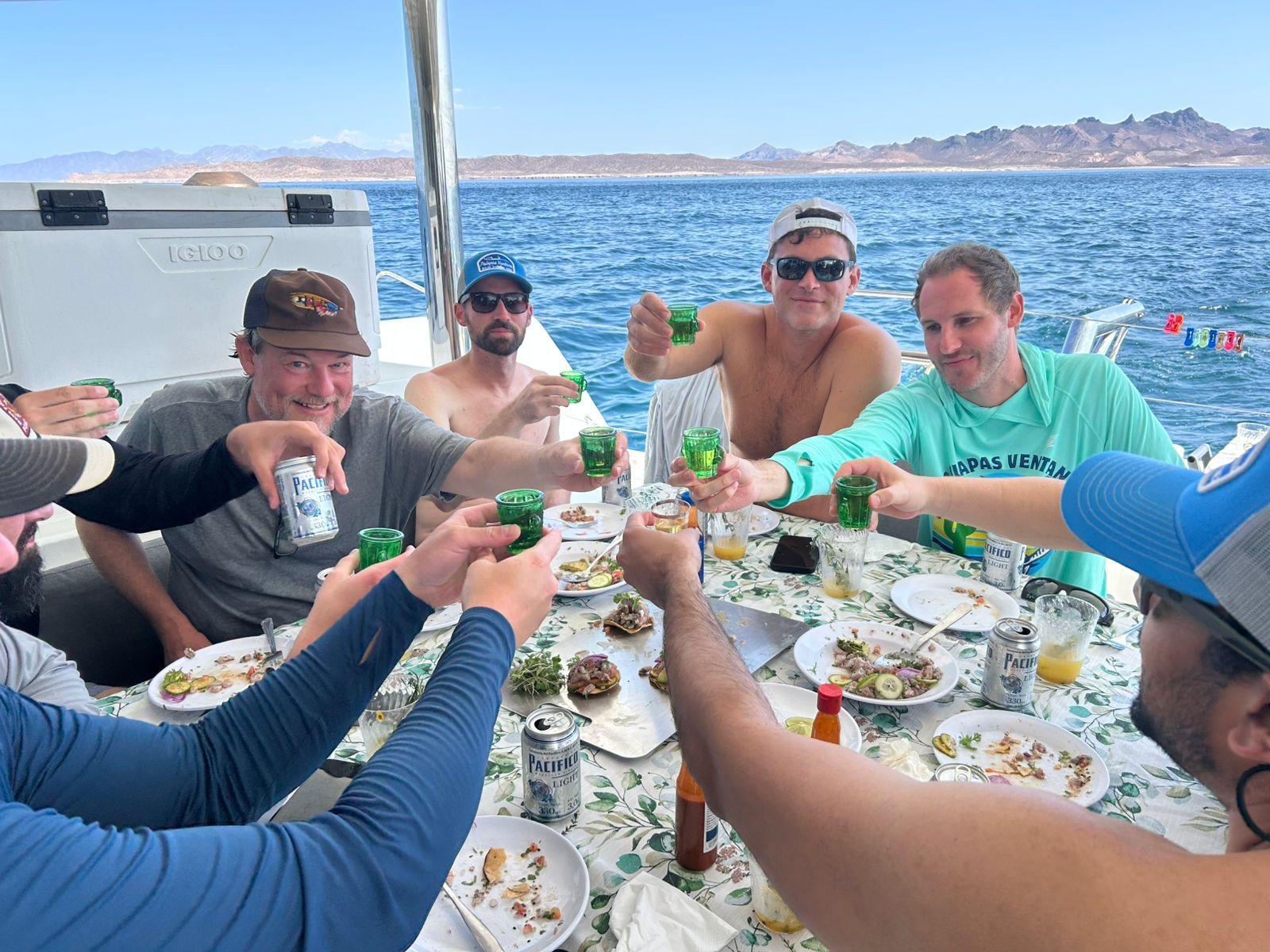 Meals aboard the catamaran