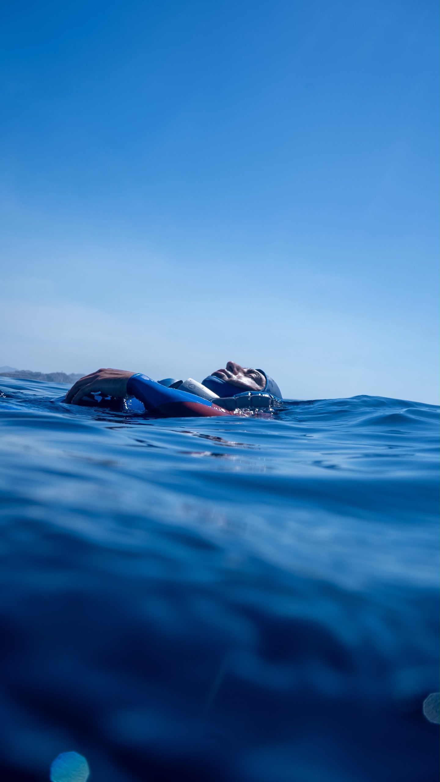 Freediver floating in calm Sea of Cortez water