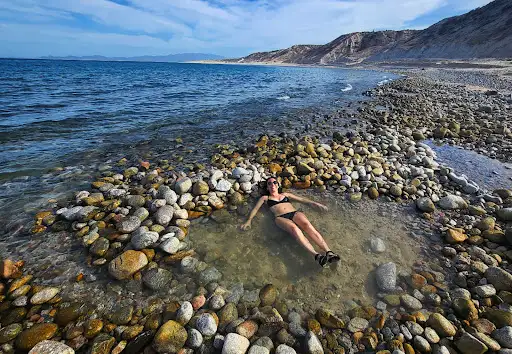 Local hot springs on the beach