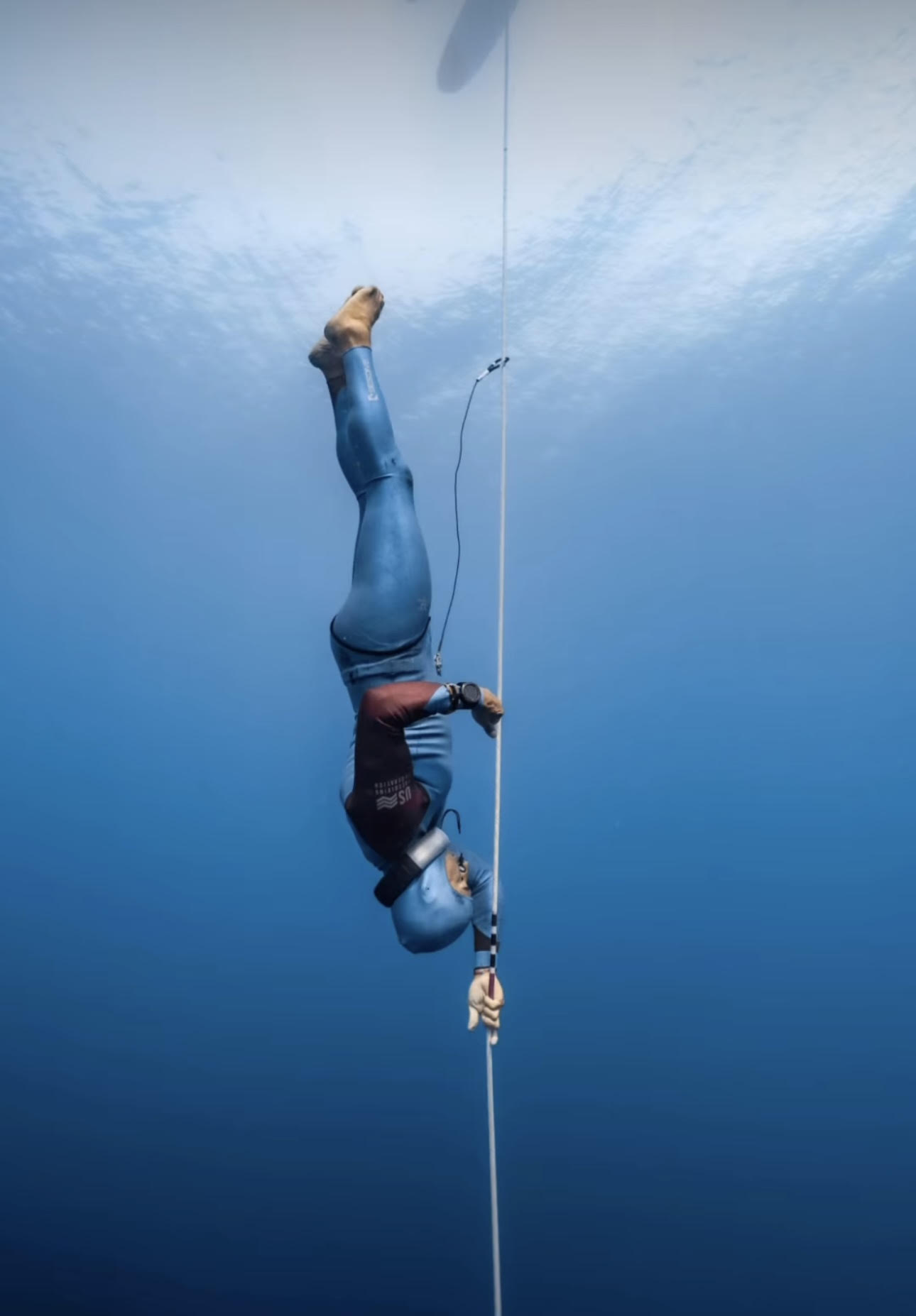 Johnny Carabajal in freefall during depth training